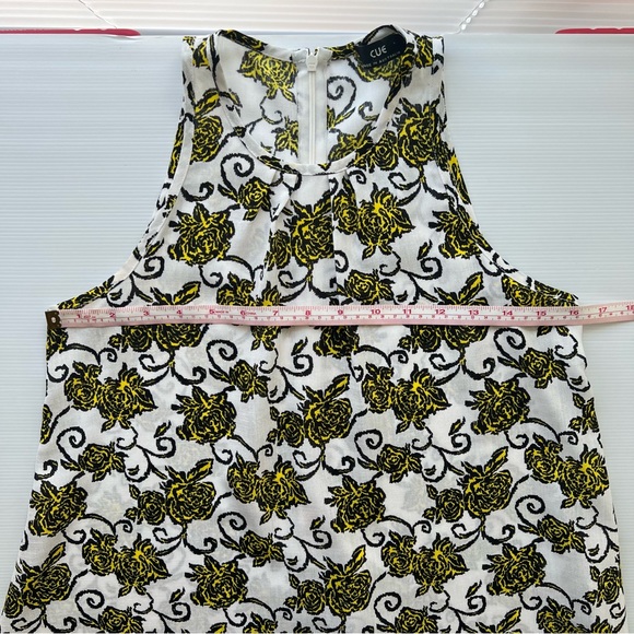 Cue Women’s Tank Top Floral White Yellow Office Relaxed Fit Size 6 (suit 8 also) - Picture 7 of 8